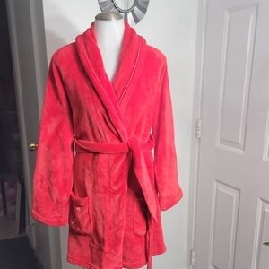 Victoria's Secret Soft Warm Cozy Vibrant Red Shawl Collar Plush Robe Size Small